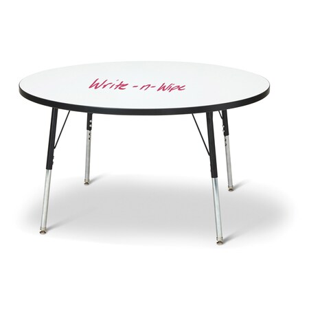 Jonti-Craft Berries Round Dry Erase Table, 48 in. Diameter, A-height, Write-n-Wipe/Black/Black 6433JCA420